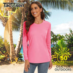 TACVASEN Summer UPF 50+ Long Sleeve Quick Dry High Elastic T-shirts Womens UV/Sun Protection Tee Shirts Hiking Swim Tops Outdoor