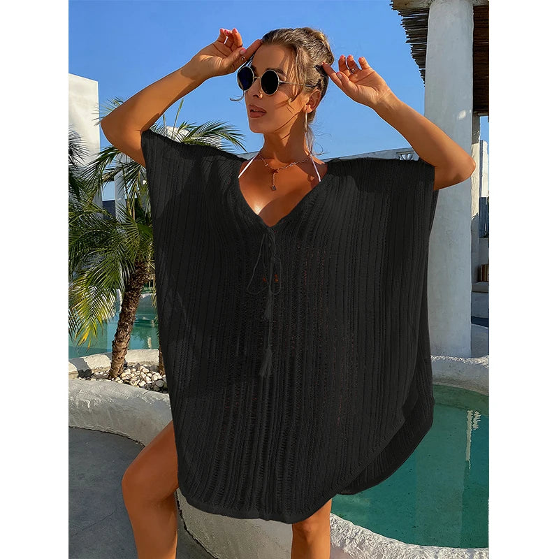 Tie-Front Knit Beach Cover-Up