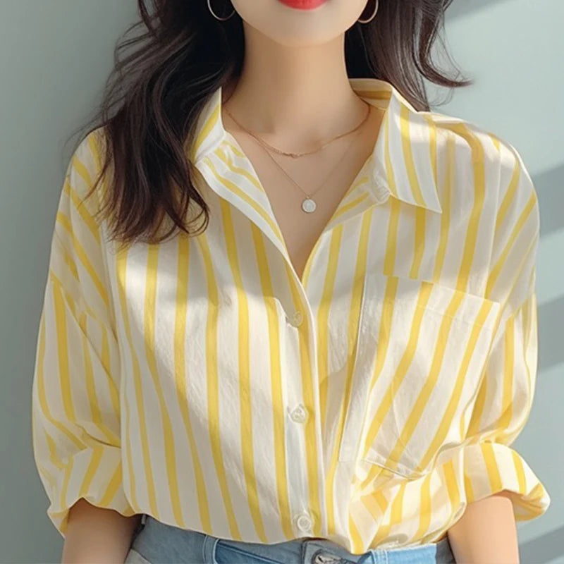 Striped Long-Sleeve Blouse