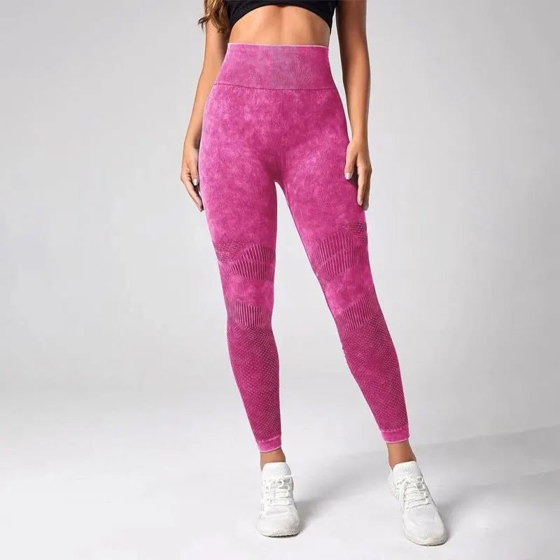 Aurelia Sun Tie-Dye High-Waist Leggings – Rose Red – image 1