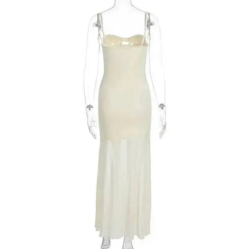 Backless Mesh Maxi Dress