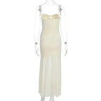 Backless Mesh Maxi Dress