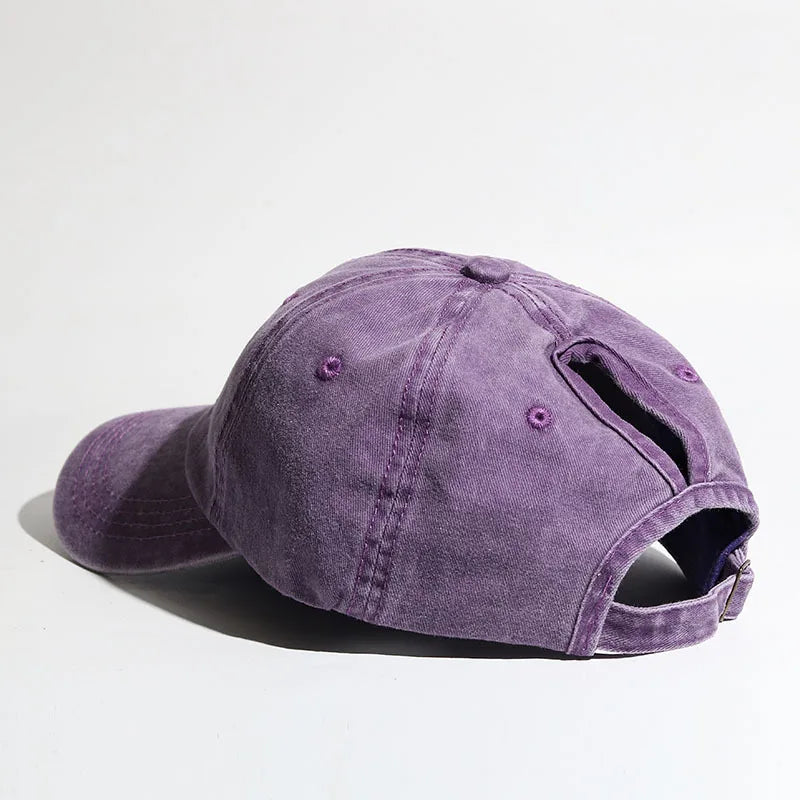 Washed High Ponytail Baseball Cap