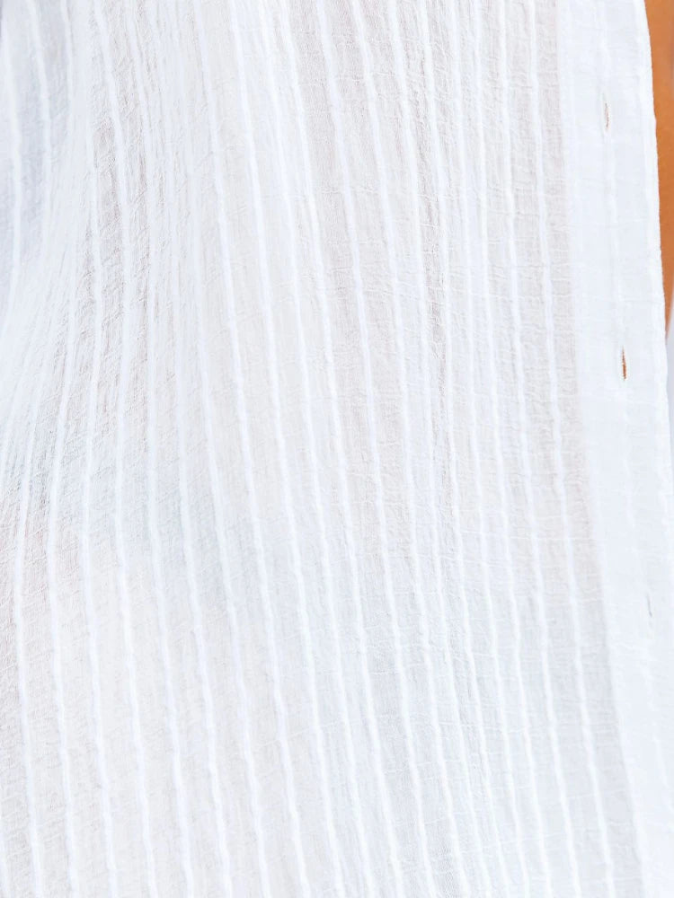 Self-Belted Beach Shirt Cover-Up