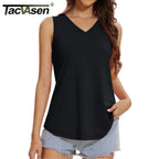 TACVASEN Women's Tank Tops Soft Loose Casual Flowy Basic Sleeveless Summer V Neck Tee Shirts Camisole Running Outfits Clothes