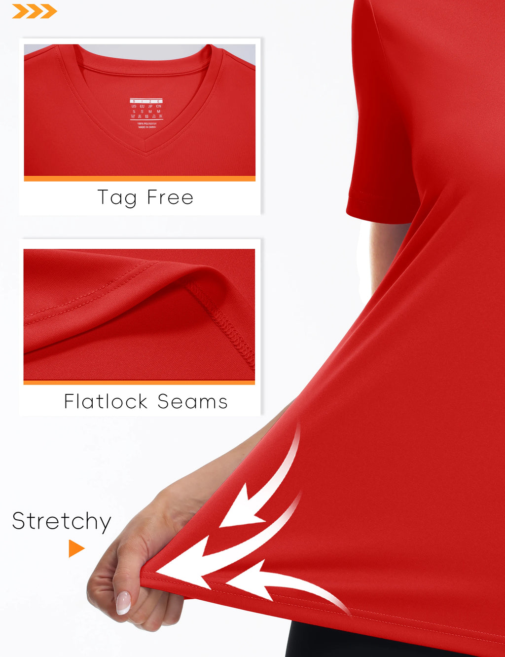 TACVASEN UPF 50+ Summer Short Sleeve V-Neck T-shirts Womens Sun Protection T-shirts Quick Dry Hiking Running Tee Shirts Tops