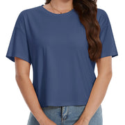 TACVASEN UPF 50+ Cropped Cotton T-Shirts Womens Summer Short Sleeve Casual Crew Neck Tops Breathable Sun UV Block Outdoor Tees
