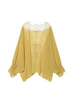 Sheer Lace Tie-Front Blouse
