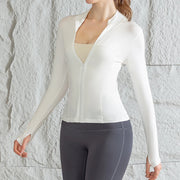 Stand-up collar sports jacket for women slimming and shaping sun protection professional running training fitness cardigan