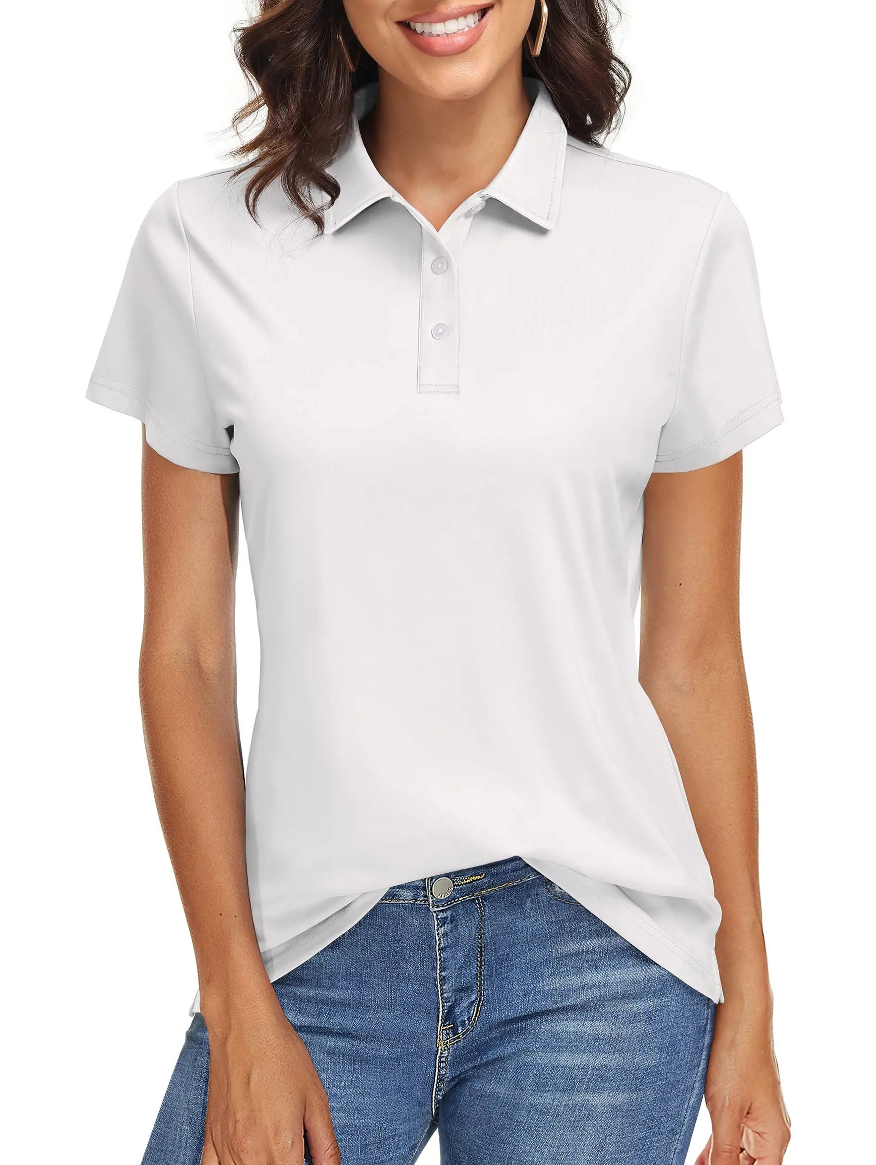 TACVASEN UPF 50+ Short Sleeve Golf Polos Shirts High Elastic Womens Sun Protection T-shirts Quick Dry Workout Tee Pullover Tops