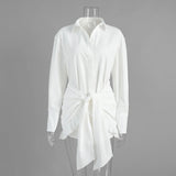 Belted Long Sleeve Shirt Dress