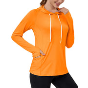 TACVASEN Women's UPF80+ Windproof Quick-Dry Hooded Long Sleeve Shirt with Raglan Thumbhole & Hidden Pocket Hair Port
