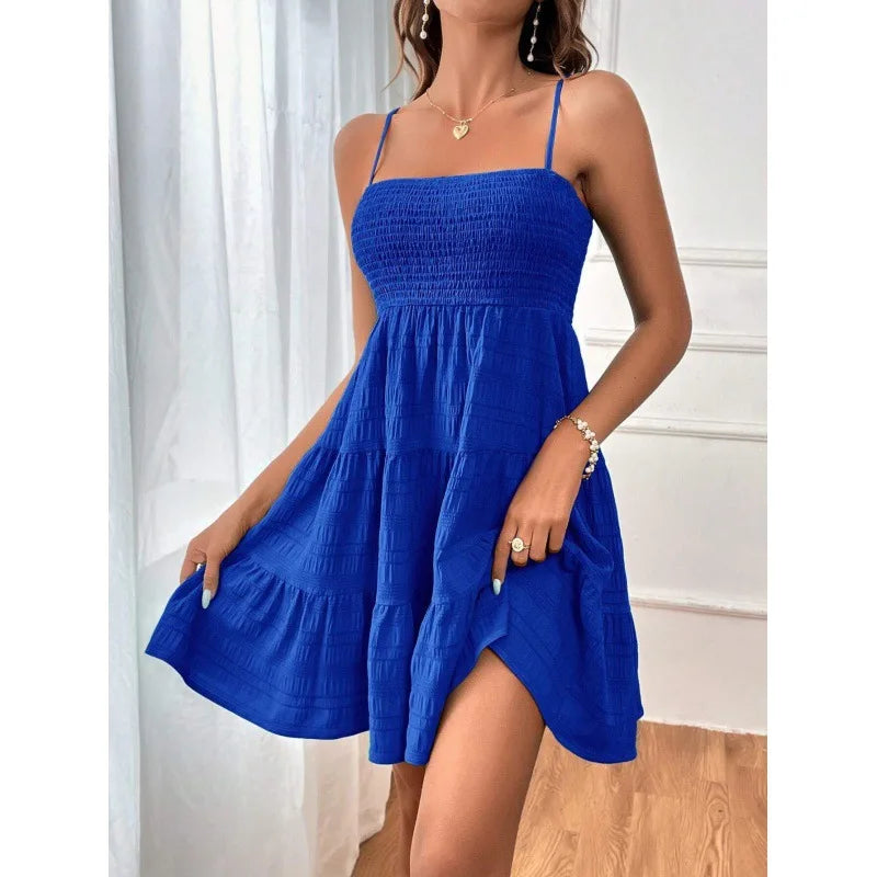 Smocked Tiered Swing Mini Dress