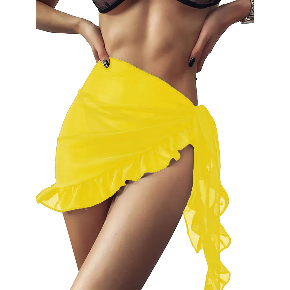 Ruffle-Hem Chiffon Beach Sarong