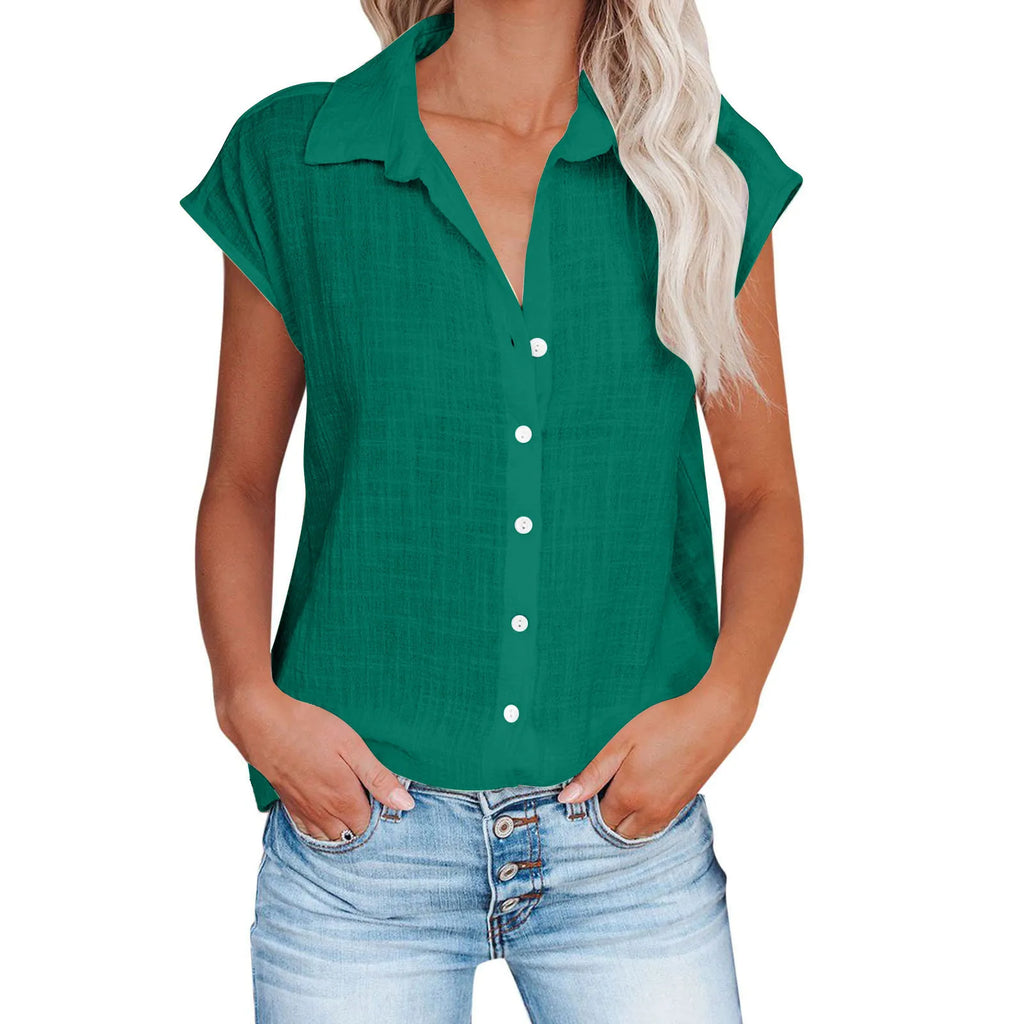 Cotton-Linen Short-Sleeve Relaxed T-Shirt