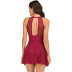 Aurelia Sun Mesh Panel Swim Dress with Shorts – Black – image 4
