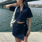 Cropped Denim Shirt & Skirt Collection