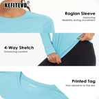 KEFITEVD Quick Dry Women's UPF 50+ Long Sleeve T-Shirts Skin Sun/UV Protection Breathable Lightweight Swim Outdoor Hiking Shirts