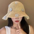 Floral Foldable Straw Bucket Hat