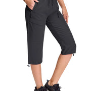 TACVASEN UPF50+ Quick Dry Capri Pants Womens Summer Hiking Cargo Pants 5 Pockets Waterproof Sun UV Protection Knee Length Shorts