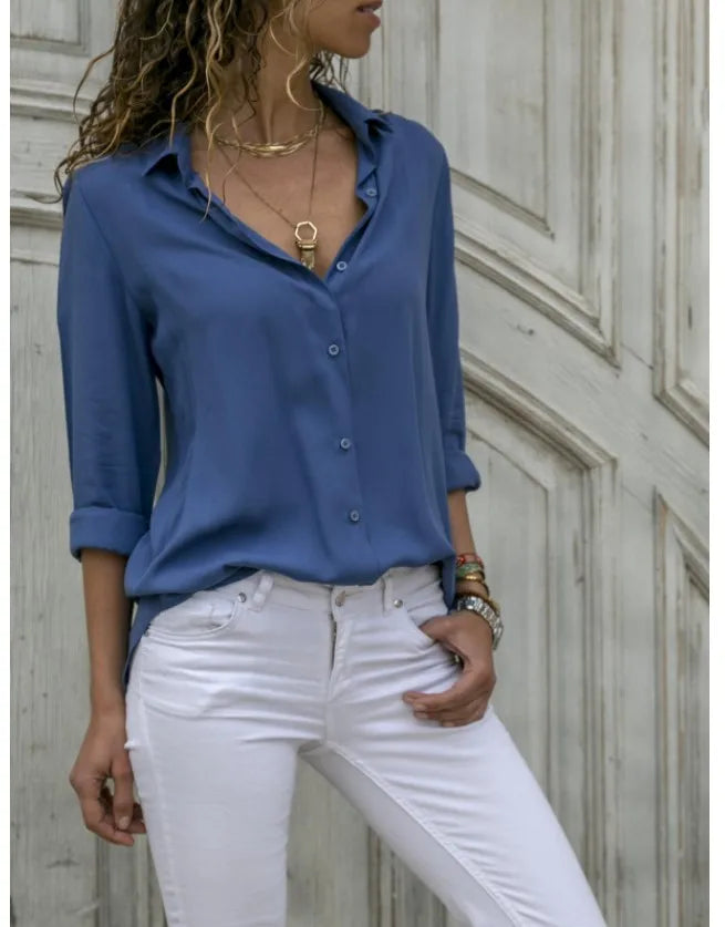 Relaxed Polo-Collar Button Shirt
