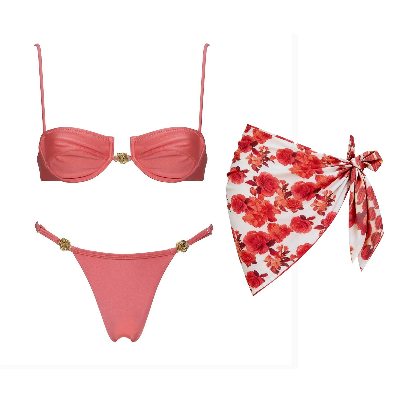 Aurelia Sun Printed Three-Piece Bikini Set – Multi-Colour Bikini 1 – image 3