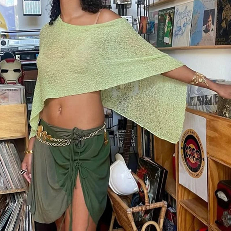 Knitted Smocked Beach Cover-Up