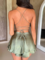 Luna Satin-Look Sleeveless Romper