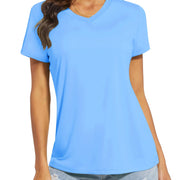 TACVASEN UPF 50+ Summer Short Sleeve V-Neck T-shirts Womens Sun Protection T-shirts Quick Dry Hiking Running Tee Shirts Tops