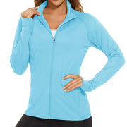 TACVASEN Full Zip UPF 50+ Sun Protection Summer Jackets Womens Long Sleeve Shirts Casual Jackets W/ Zipper Pockets Tops Outdoor