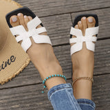 Square-Toe Flat Slide Sandals