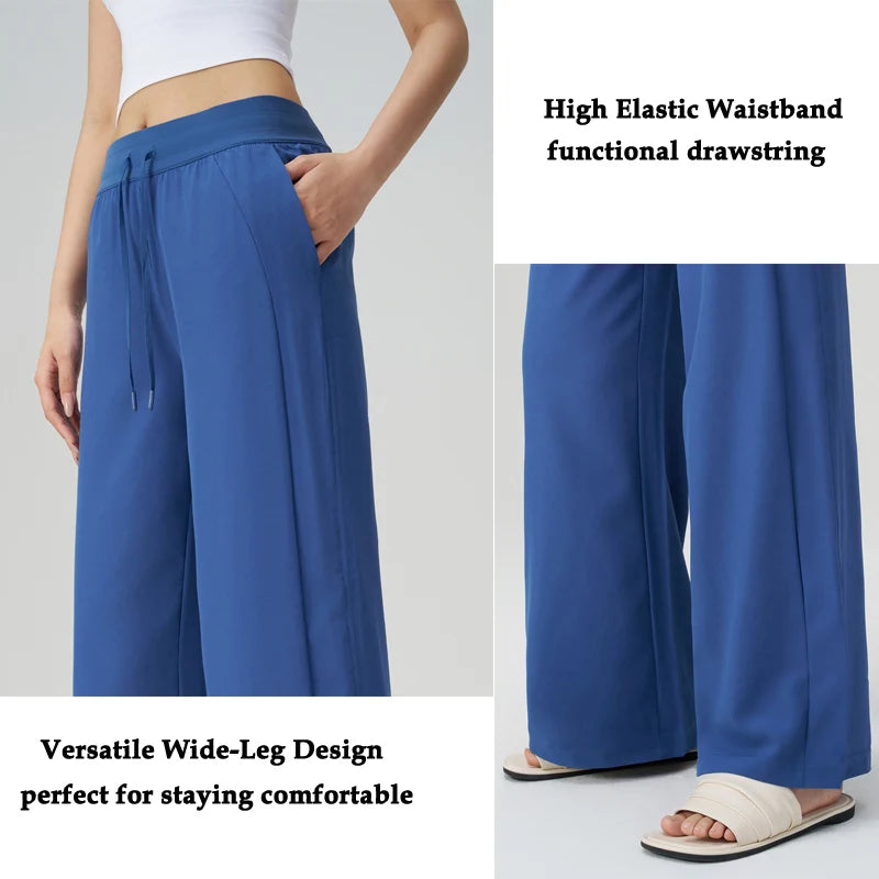 VITALINOVO UPF 50+ Wide Leg Travel Hiking Pants for Women Lightweight Quick-Dry Business Casual Pants for Work Lounge Beach Pant