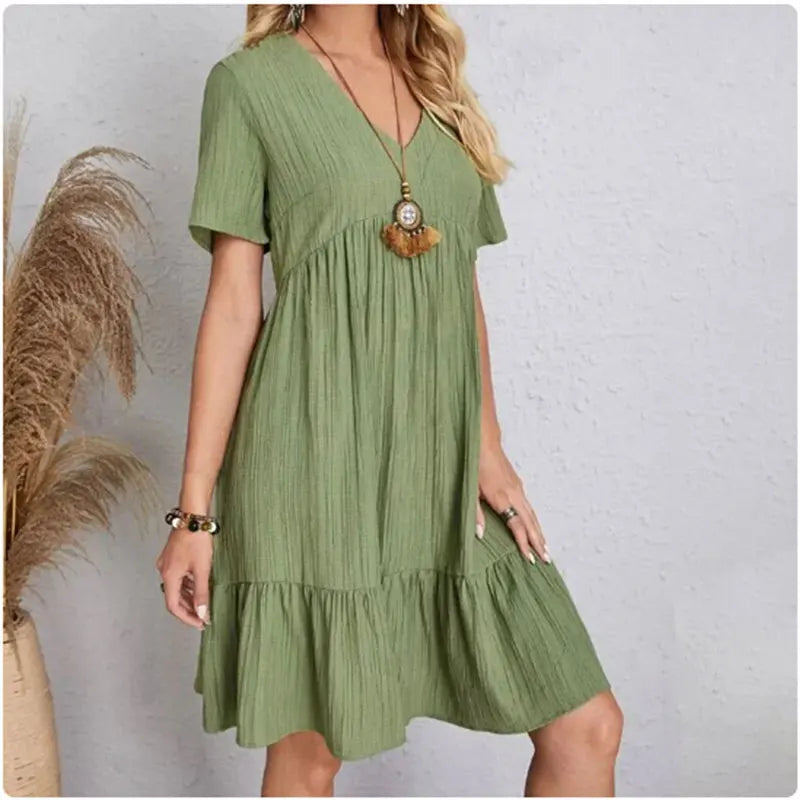 Ruffle Peplum Fit-and-Flare Dress