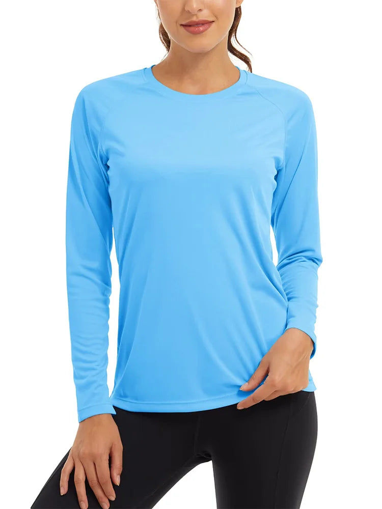 KEFITEVD Quick Dry Women's UPF 50+ Long Sleeve T-Shirts Skin Sun/UV Protection Breathable Lightweight Swim Outdoor Hiking Shirts