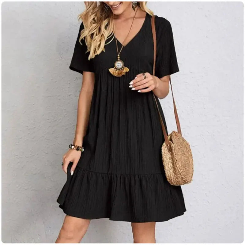 Ruffle Peplum Fit-and-Flare Dress