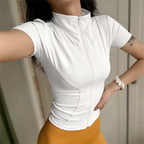 Zip-Front Short-Sleeve Training Top