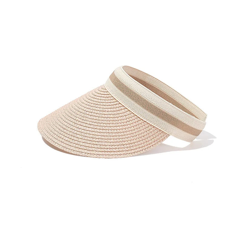 Open-Crown Straw Sun Visor