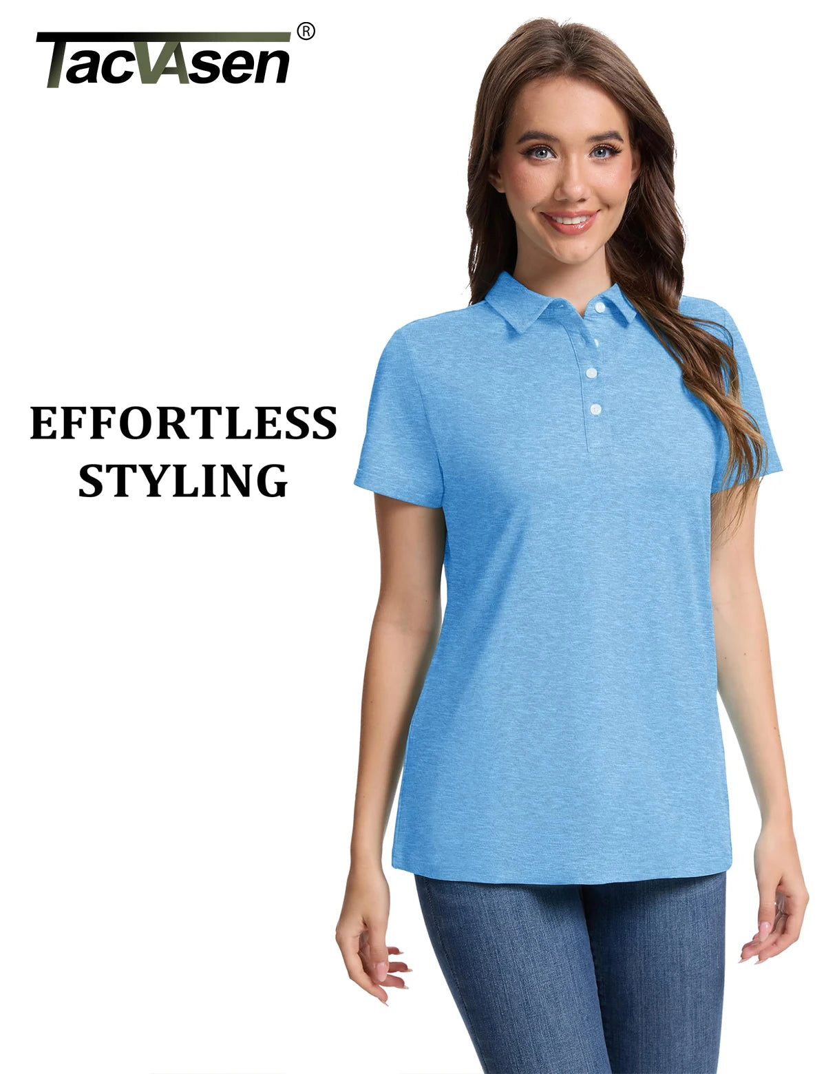 TACVASEN 4 Buttons Polos T-Shirts Womens Summer Short Sleeve Athletic Golf Polos Tee Shirts Sports Casual Work Pullover T-shirts