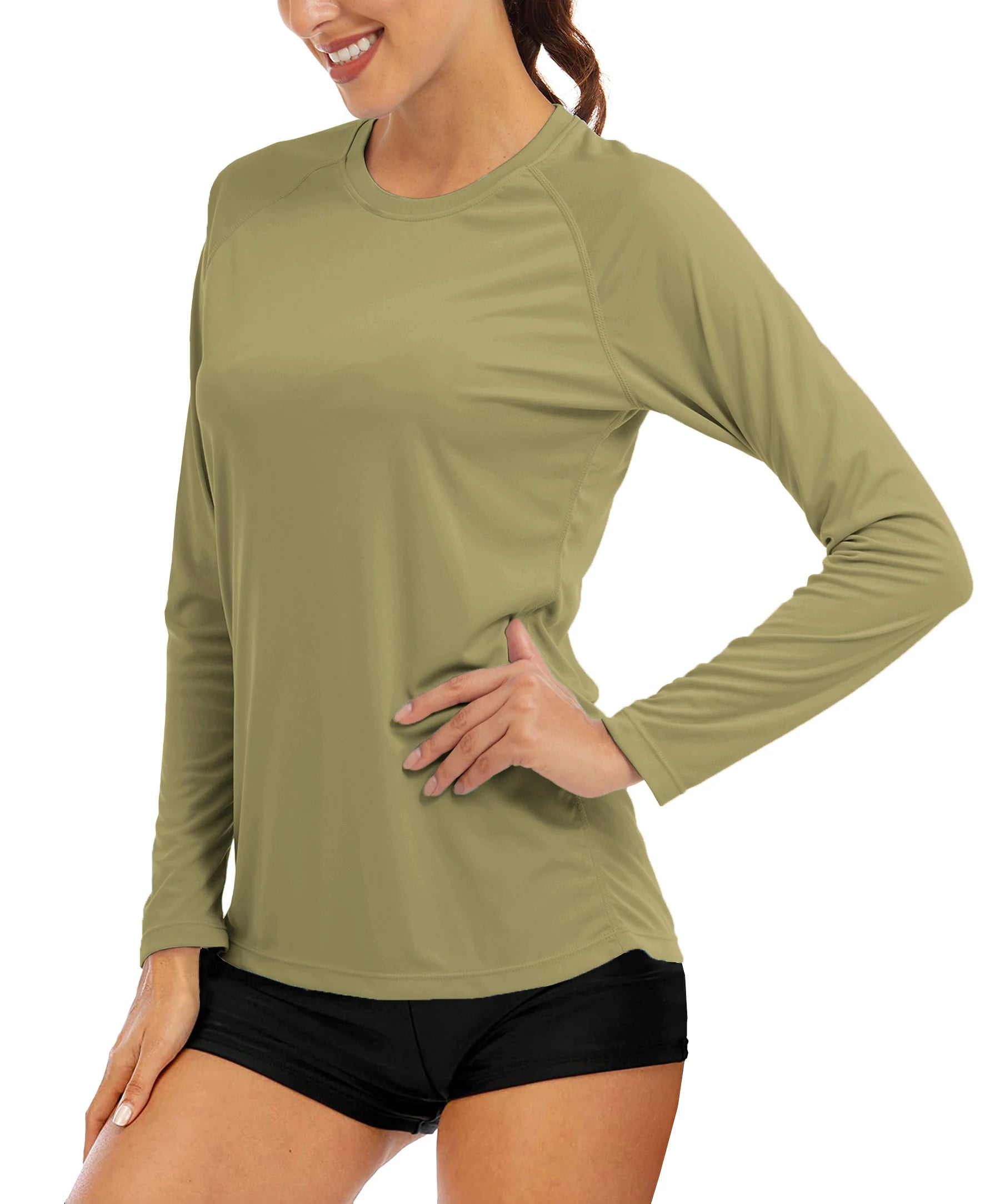 KEFITEVD Quick Dry Women's UPF 50+ Long Sleeve T-Shirts Skin Sun/UV Protection Breathable Lightweight Swim Outdoor Hiking Shirts