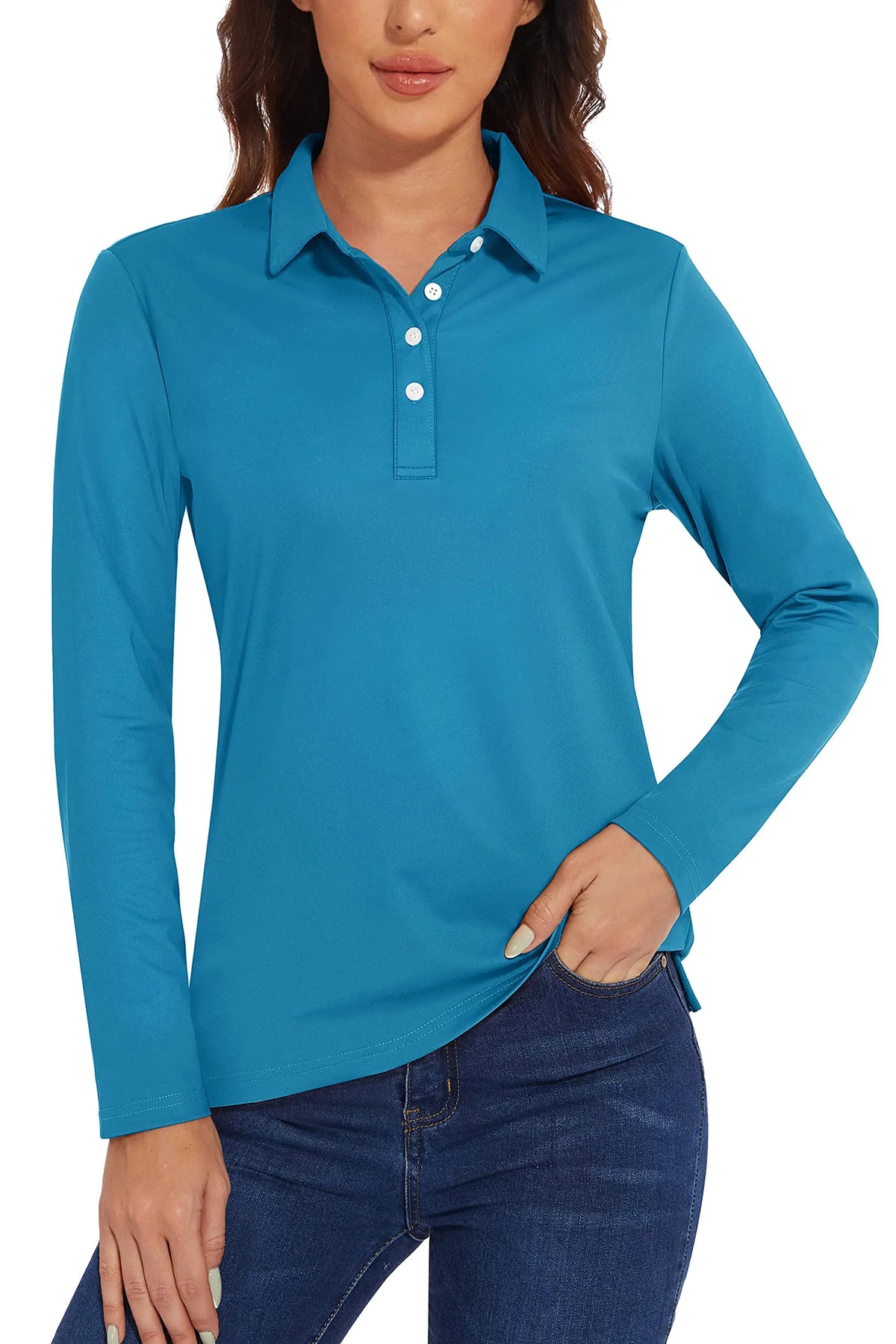 UPF 50+ Long-Sleeve Golf Polo