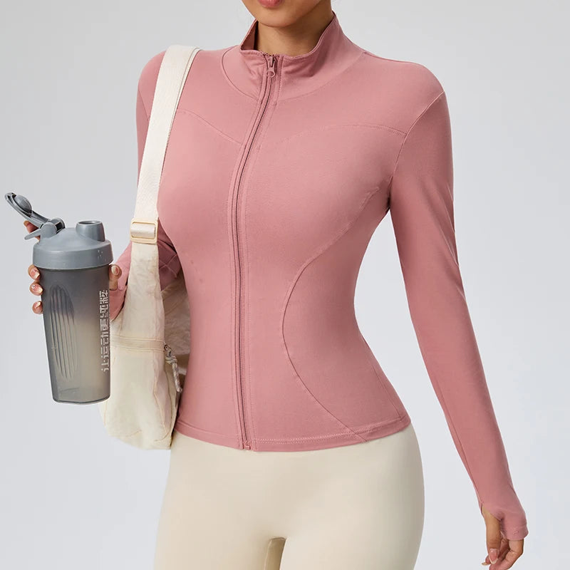 2026 Summer New Women's Sun Protection Jacket with Stand-up Collar Waist-Cinching Slim-Fit Long Sleeve Cardigan Yoga Top