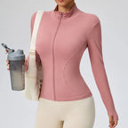 2026 Summer New Women's Sun Protection Jacket with Stand-up Collar Waist-Cinching Slim-Fit Long Sleeve Cardigan Yoga Top