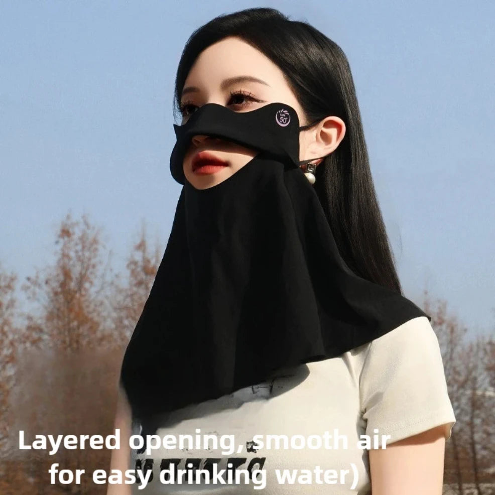 3D Ice Silk UPF50+ UV Protection Face Mask for Women Summer Outdoor Cycling Hiking 360° Face Neck Cover Cool Balaclava Scarf