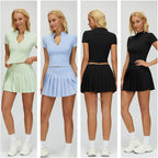 Aurelia Sun Zip Polo & Pleated Skort Set – Black – image 5