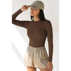 Zip-Front Long-Sleeve Bodysuit