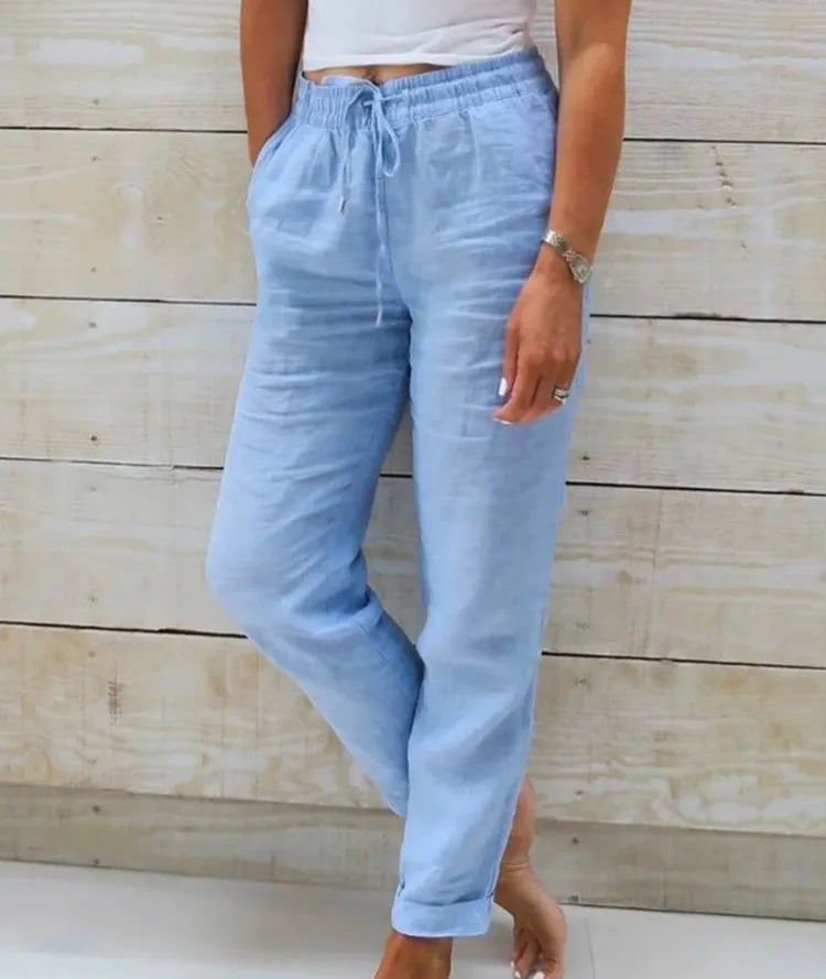 Linen-Blend Relaxed Tapered Pants