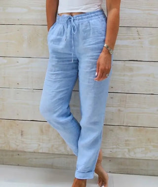 Cotton-Linen Tapered Summer Pants