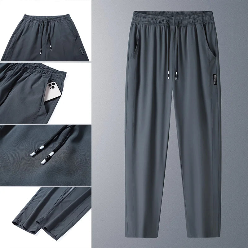 Running Pants Cooling Summer Ice Silk Pants Soft Stretchy Pant Loose Casual Quick-Dry Workout UV Protection Lightweight Trousers