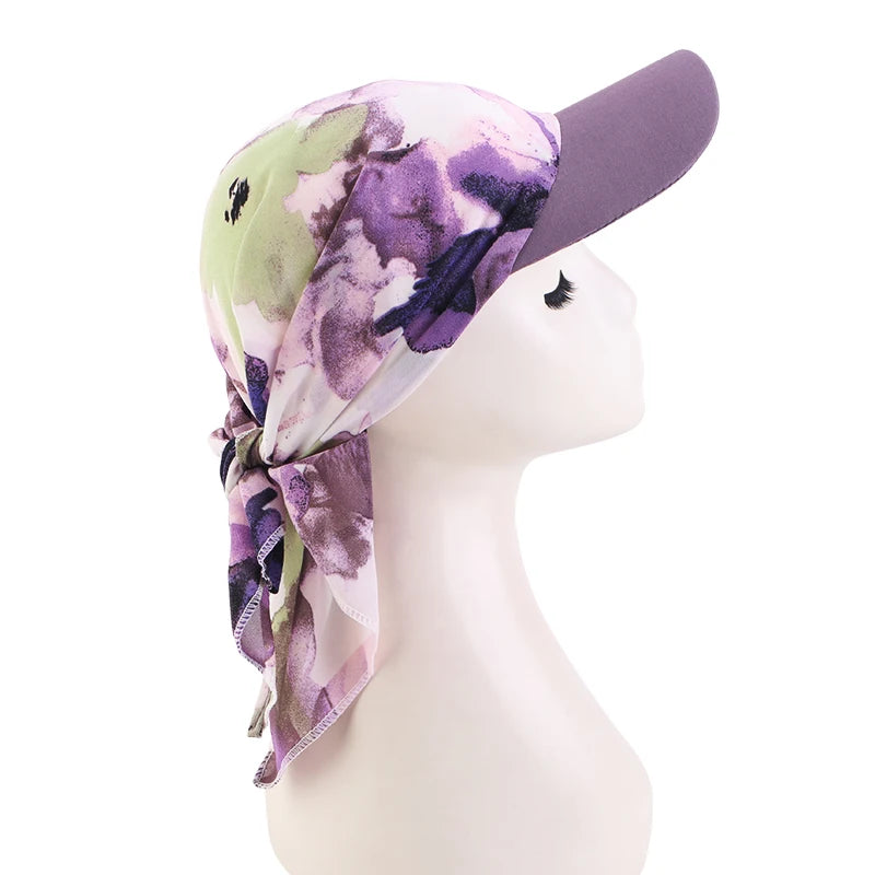 Printed Chiffon Scarf Cap