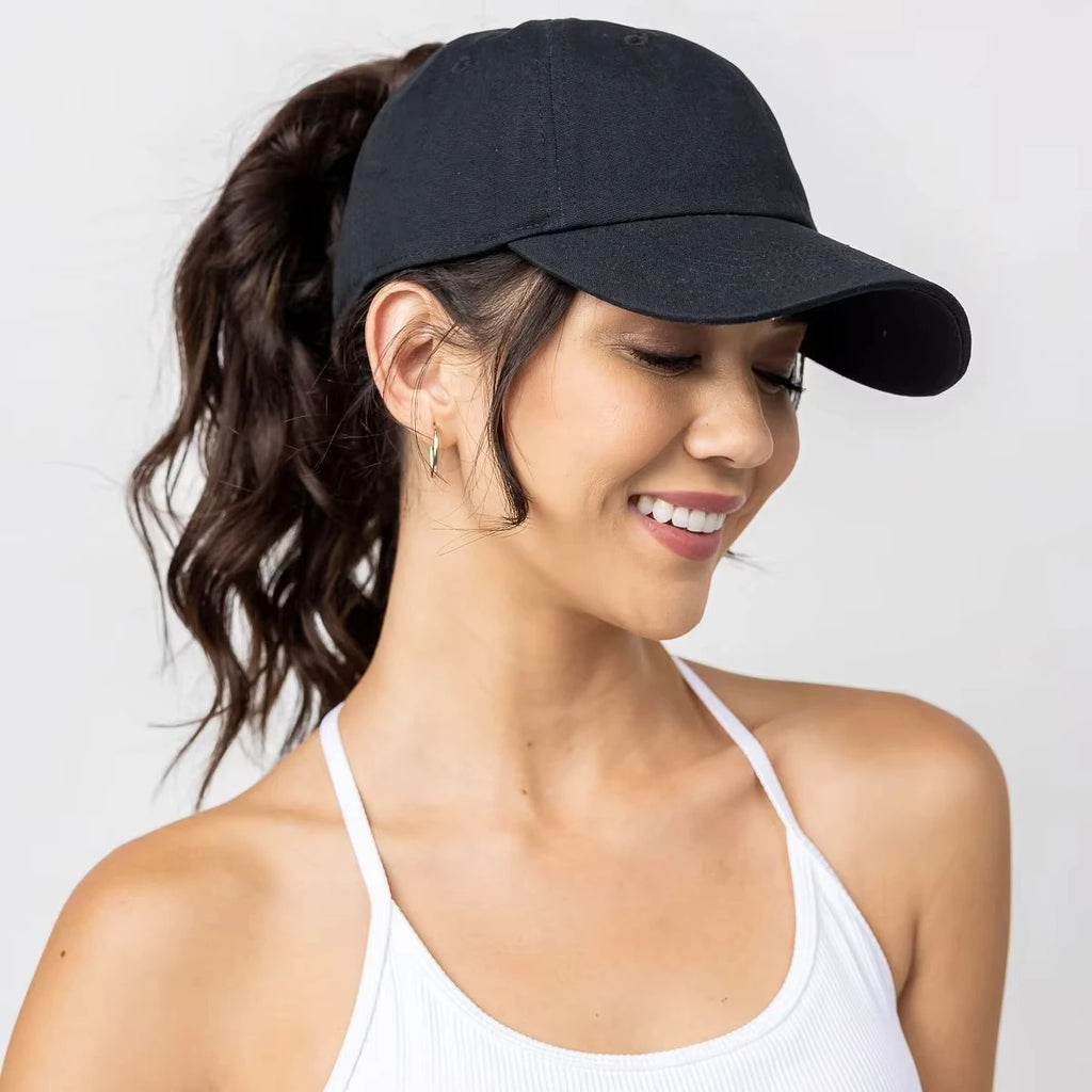 Washed High Ponytail Baseball Cap